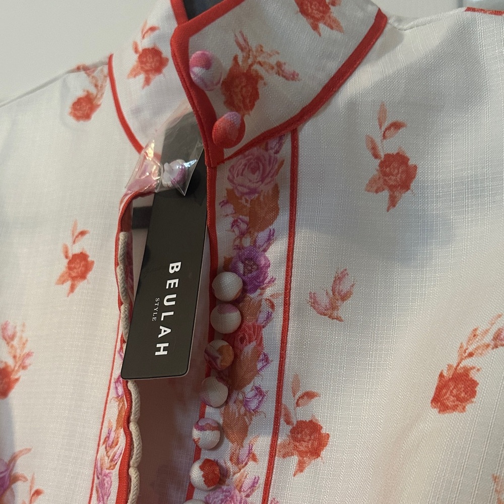 Beulah Floral Midi Dress in Pink and Orange - Picture 5 of 8